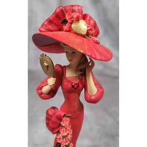 Thomas Kinkade "Reflections in Red" Figurine Passion for Red Victorian Lady 8"